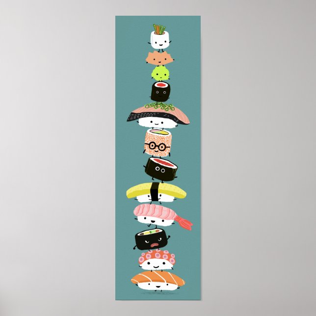Cute Sushi Stack - Torn i Kawaii Sushi Friends Poster (Framsidan)
