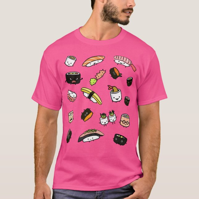 Cute Sushi-tecken Mönster T Shirt (Framsida)
