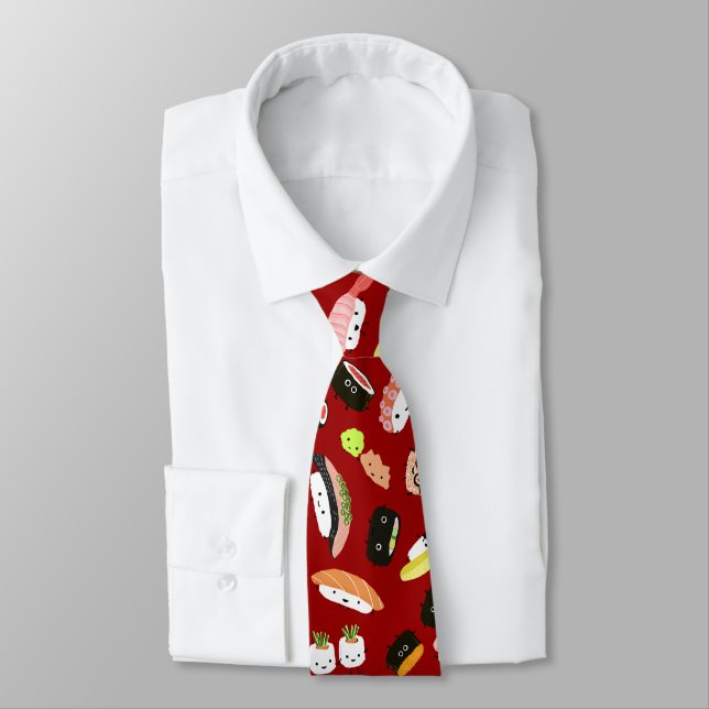 Cute Sushi-tecken Roligten Novelty Mönster Tie Slips (Bunden)