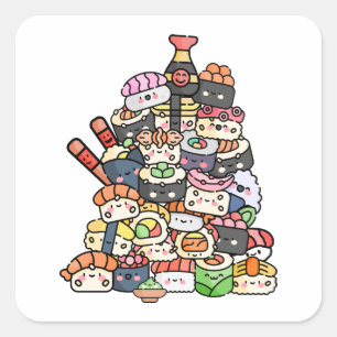 Cute Sushi Torn Fyrkantigt Klistermärke