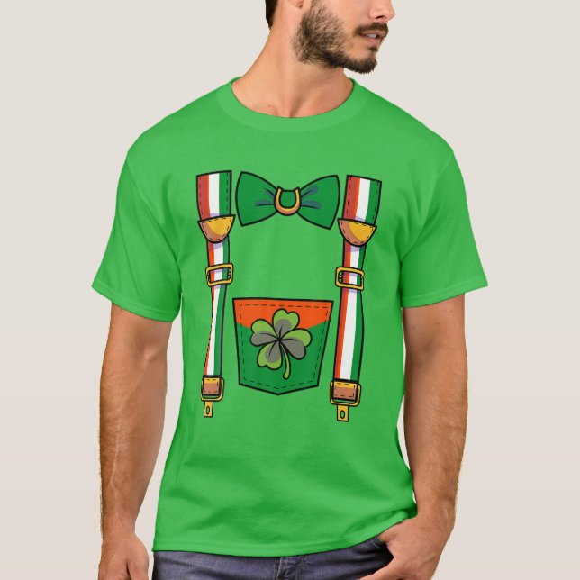 Cute Suspenders Bowtie Grönt Tuxedo St Patricks Da T Shirt (Framsida)