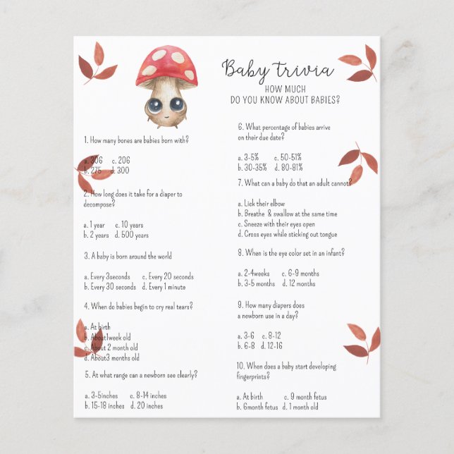 Cute svamp - Baby Trivia | Barnstödsspel (Framsida)