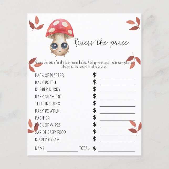 Cute-svamp | Prist gissningsspel (Framsida)