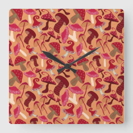 Cute Svampar Fyrkantig Klocka