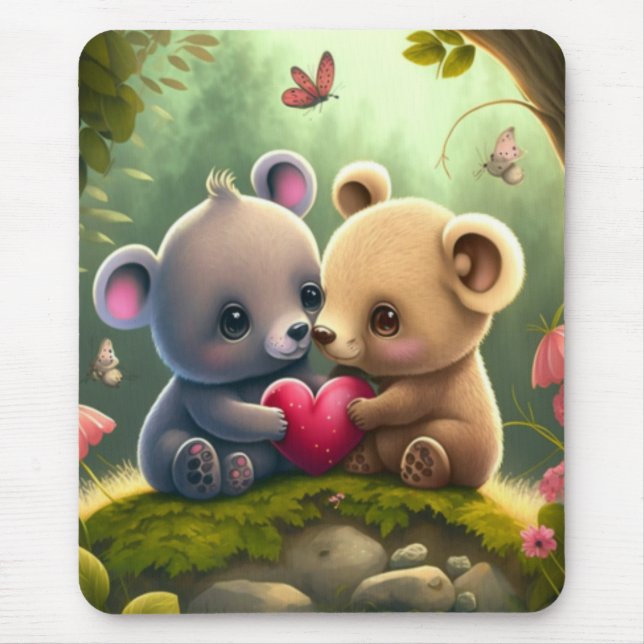 Cute svampar i skogen musmatta (Framsidan)