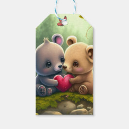 Cute svampar i skogen presentetikett