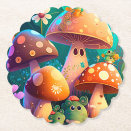 Cute svampar i skogen underlägg papper