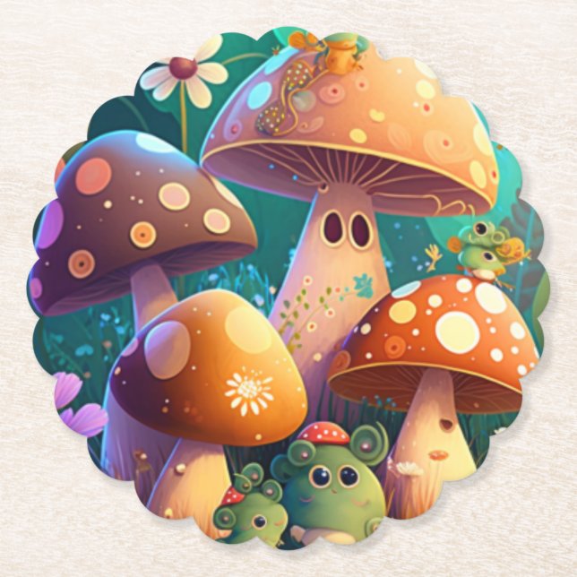 Cute svampar i skogen underlägg papper (Framsida)