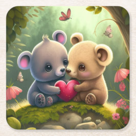 Cute svampar i skogen underlägg papper kvadrat