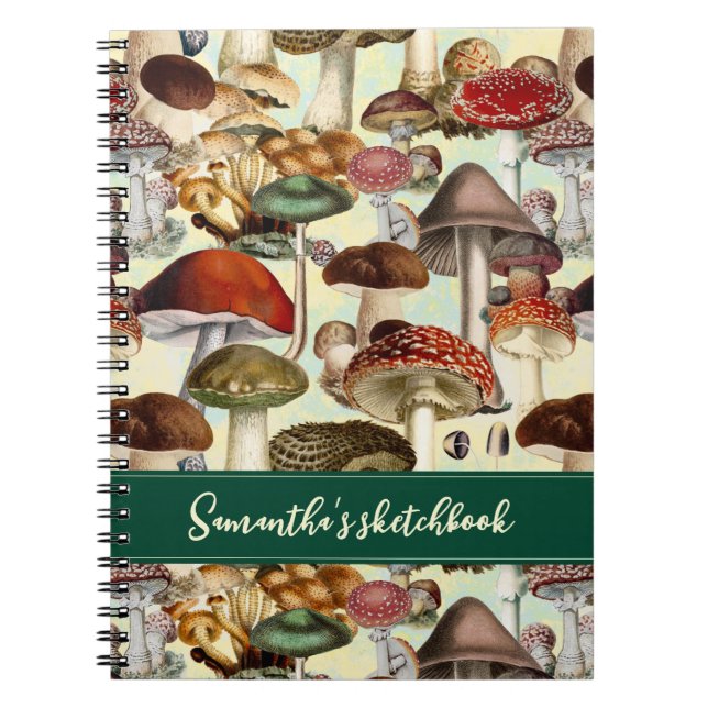 Cute svampar röd, vit mönster anteckningsbok (Framsidan)