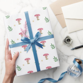 Cute svampblomma och löv presentpapper