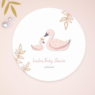 Cute Svan Baby Shower Underlägg Papper Rund