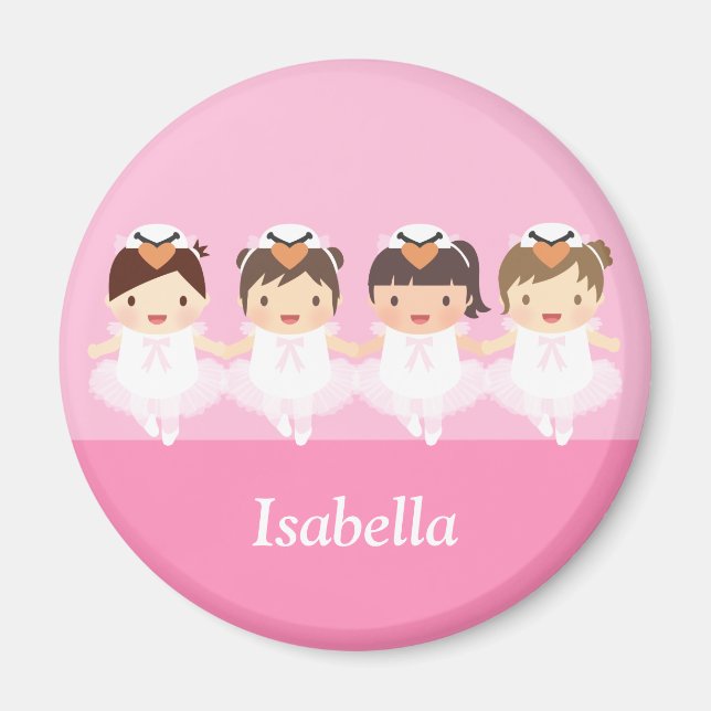 Cute Svan Ballerina Girls Personlig Magnet (Framsidan)