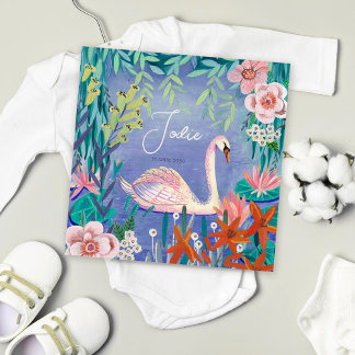 Cute Svan Bird Birth Notice of Tack Kort