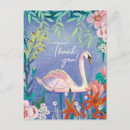 Cute Svan Bird Elegant Blue Tack Vykort