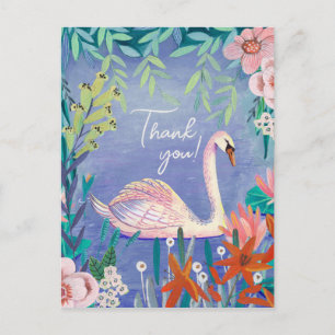 Cute Svan Bird Elegant Blue Tack Vykort