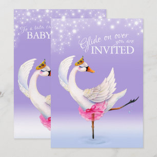 Cute svan på sjö-babyduschinbjudningar till inbjudningar