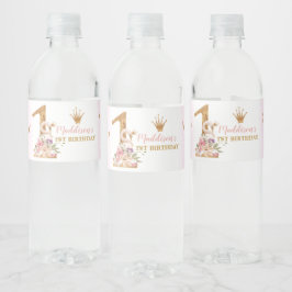 Cute Svan Princess 1:a födelsedagen Vattenflaskor Etikett