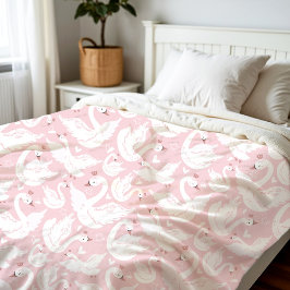 Cute Svan Princess Modern Elegant Rosa Girl Fleecefilt