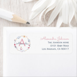 Cute Svan rosa monogram Returadress Etikett
