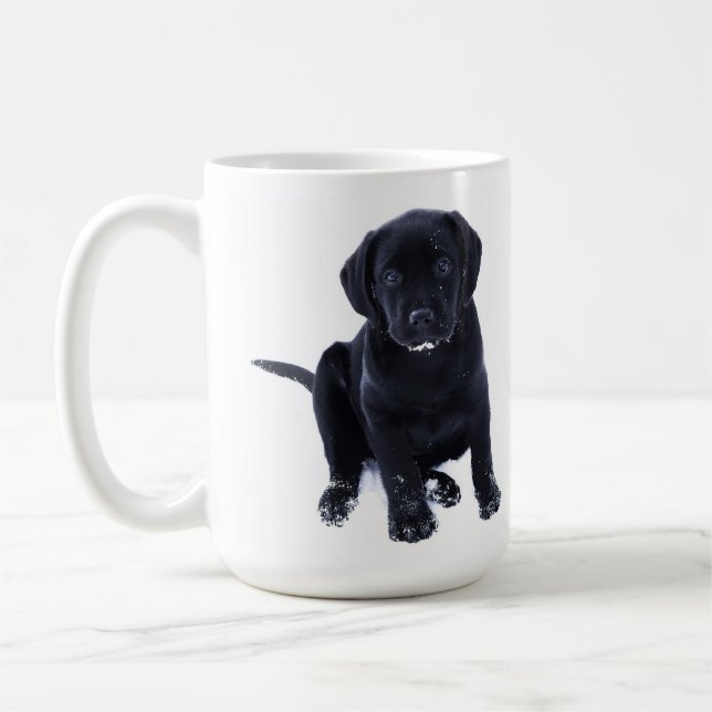 Cute Svart lab Labrador Retriever Hund Kaffemugg (Vänster)