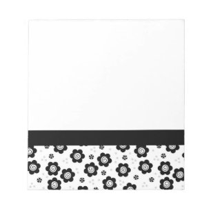 Cute svart vita blommor Anteckningsbok Anteckningsblock