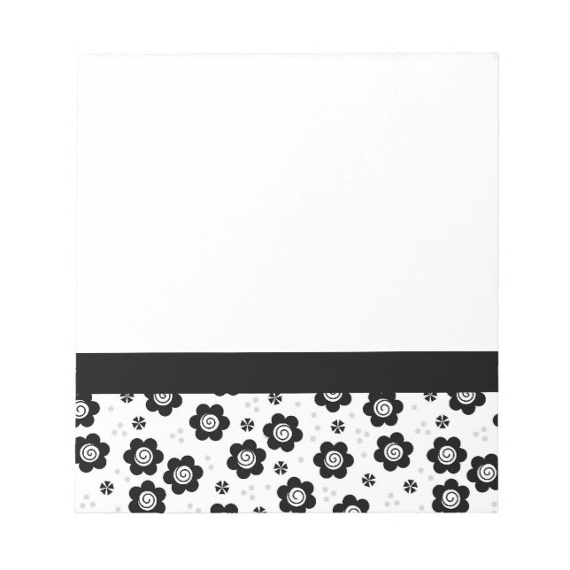 Cute svart vita blommor Anteckningsbok Anteckningsblock (Framsida)