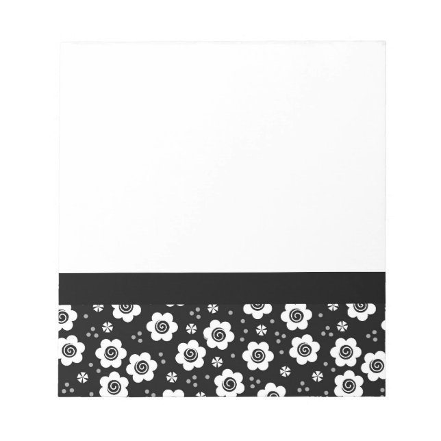 Cute svart vita blommor Anteckningsbok Anteckningsblock (Framsida)