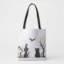 Cute Svarta katter Ghost Fladdermus Halloween Tygkasse