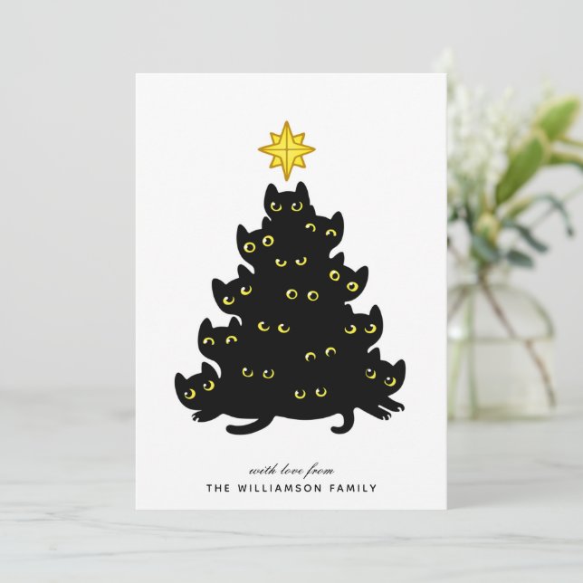 Cute Svarta katter God jul Card Julkort (Stående Fram)