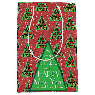 Cute Svarta katter i Sweaters Julgran Red