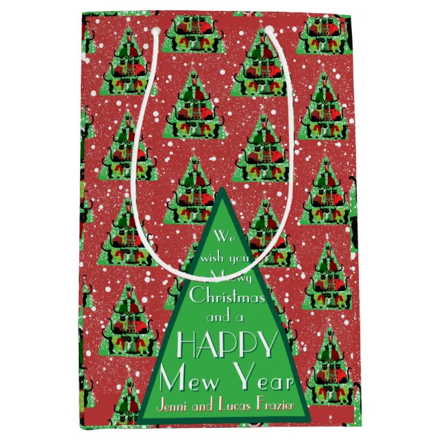 Cute Svarta katter i Sweaters Julgran Red (Framsidan)