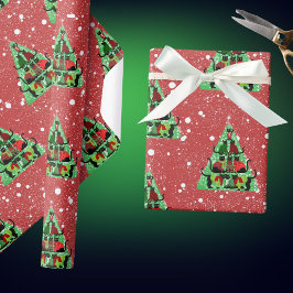 Cute Svarta katter i Sweaters Julgran Red Presentpapper