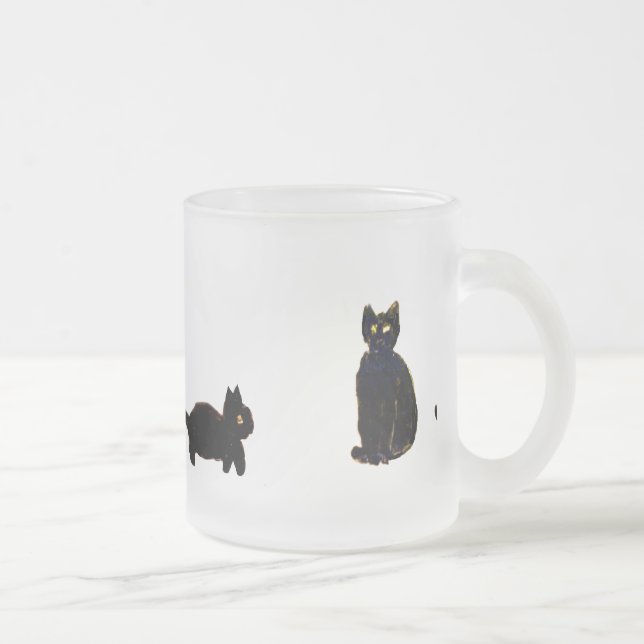 Cute Svarta katter Kattunge Frostad Glasmugg (Höger)