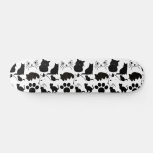 Cute SVARTA KATTER MÖNSTER Mini Skateboard Bräda 18,5 Cm