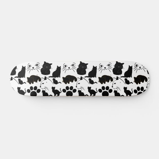 Cute SVARTA KATTER MÖNSTER Mini Skateboard Bräda 18,5 Cm (Horz)