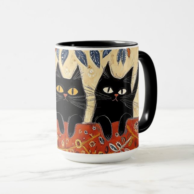 Cute Svarta katter Mugg (Framsida höger)