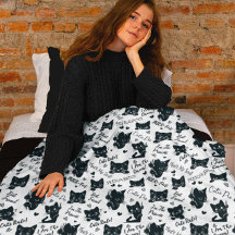 Cute Svarta katter och Ord Mönster