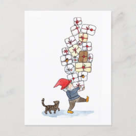 Cute Svenskt tomten jul, vattenfärg Helg Vykort