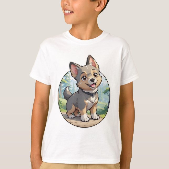 Cute Swedish Vallhund Tecknad hund Shirt T Shirt (Framsida)
