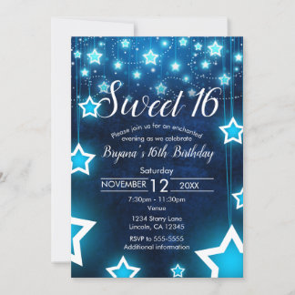 Cute Sweet 16-Anpassningsbars inbjudan med Star Lj