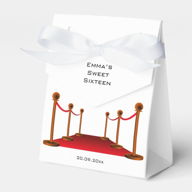 Cute Sweet 16 White & Red Carpet Födelsedagsfest Presentaskar (Framsidan Sidan)