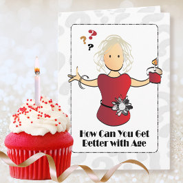 Cute Sweet 80 Birthday Female Tecknad Humous Kort