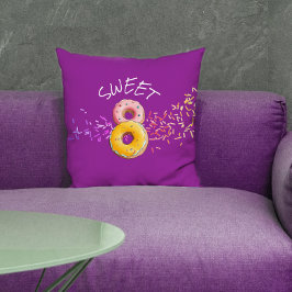 Cute Sweet 8 Lila Birthday Donut och Photo Kudde