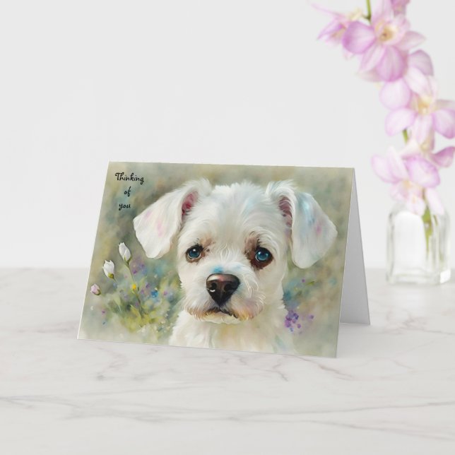 Cute Sweet Adworthy Hund Thinking Card Kort (Orkide)