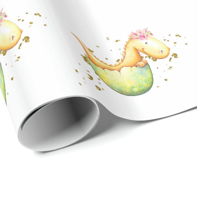 *~* Cute Sweet Baby Dragon Dinosaurs Presentpapper (Rullad Hörn)