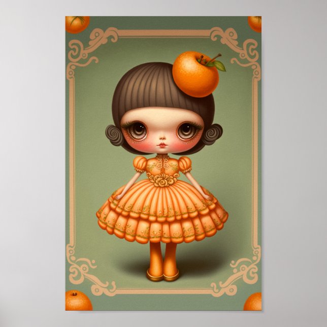 Cute Sweet Big Eyed Orange Girl Poster (Framsidan)