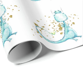 *~* Cute Sweet Blue Teal Toothy Dragon Dinosaurs Presentpapper