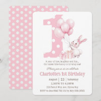 Cute Sweet Bunny Rabbit Rosa Dots 1:a födelsedagen