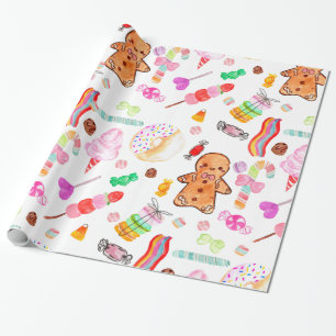 Cute Sweet Candy Ice Cream Gingerbröd Candyland Presentpapper